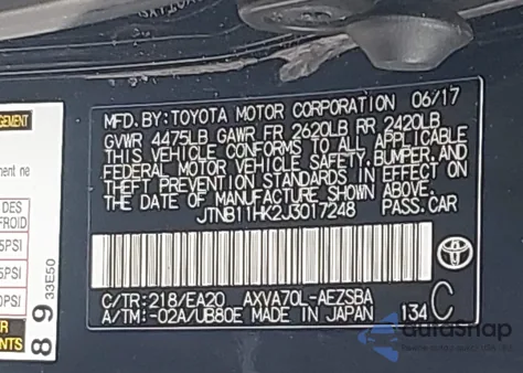 2018 Toyota Camry Se из США, поврежденный, VIN JTNB11HK2J3017248